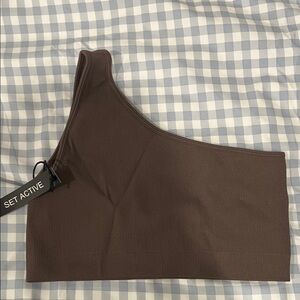 SET Active Chocolate One-Shoulder Top